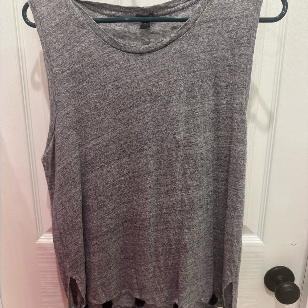 J. Crew Gray Sleeveless Top with Poms